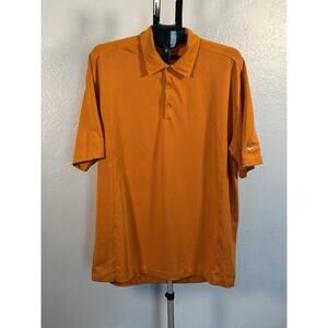 NIKE Golf Dri-Fit Men's Orange Textured Polo Shirt - Size L